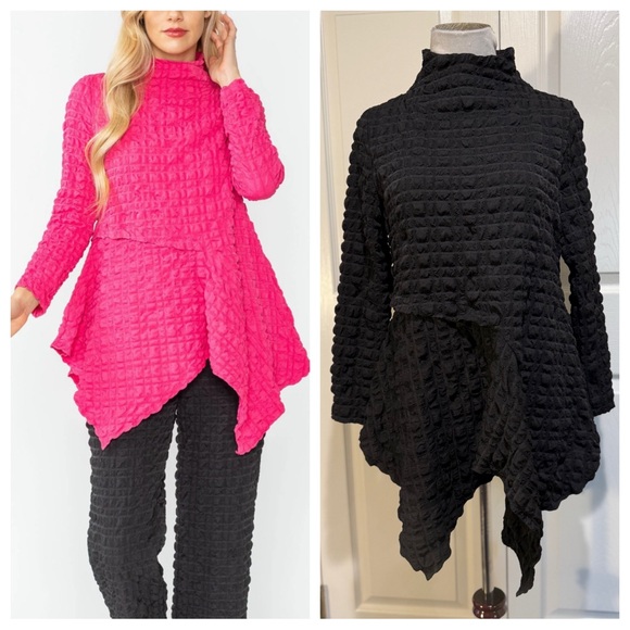 IC COLLECTION Tops - IC Collection Pucker Mock Neck Top